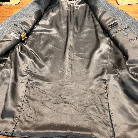 Trussini Linea Nuova 44L Gray Plaid Sports Coat Blazer 100% Lana Wool Italian - Picture 6 of 13